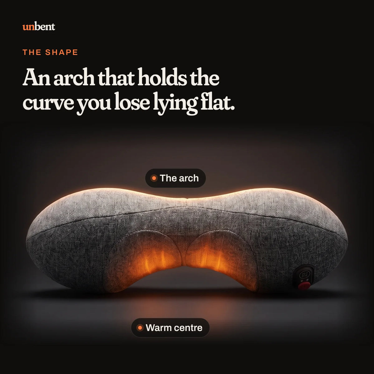 Unbent from the side: the arch that holds the curve, with the warm centre glowing